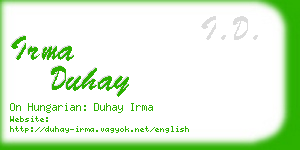 irma duhay business card